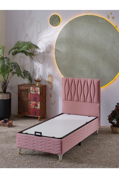 Beehanem Almula 90x190 Tek Kişilik (Baza+Başlık) 2 Li Set (Pembe) ürün görseli 1