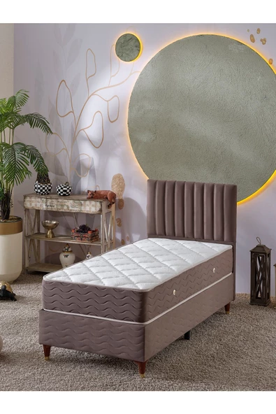 Beehanem Ezgi 90x190 Tek Kişilik (BAZA BAŞLIK YATAK) 3 Lü Set (BABYFACE KAHVE) ürün görseli 1