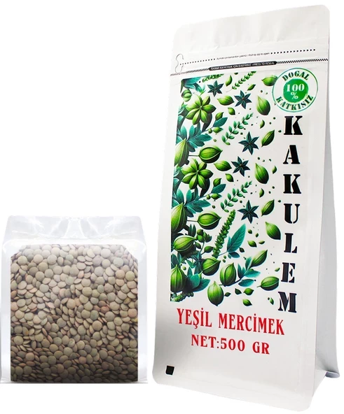 KAKULEM SERTİFİKALI Köy Mahsulu Yerli Yeşil Mercimek 500 GR ürün görseli 1
