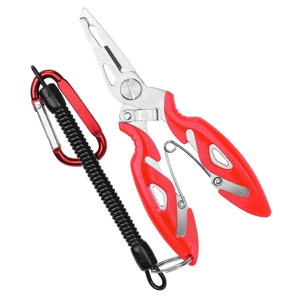 Bauer Balıkçı Pensesi Ve Yaylı Karabinalı Askı Aparatı - Kırmızı (Kitlenebilir Model) ürün görseli 1