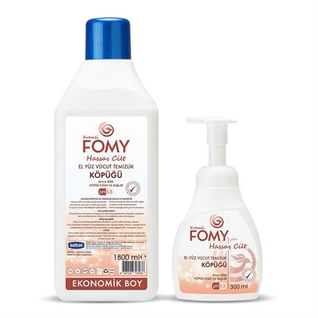 FOMY Hassas Cilt Kuru Sert Ciltler Yoğun Nemlendirici Kremli Köpük Sabun Ekonomik Set 1800+300 ml ürün görseli 1