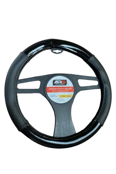 ARSVİSİON AUTO ACCESSORIES Premium Lüks Geçmeli Direksiyon Kılıfı Kokusuz 38-40 Cm RUGAN- Siyah Suni Deri ürün görseli 1