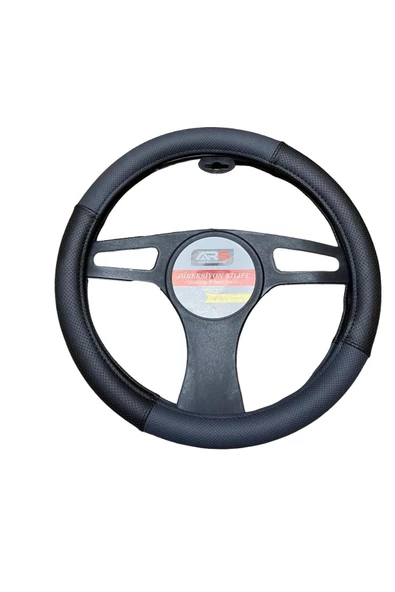 ARSVİSİON AUTO ACCESSORIES Lüks Geçmeli Direksiyon Kılıfı Kokusuz 38-40 Cm, GRİ-SİYAH Suni Deri ürün görseli 1
