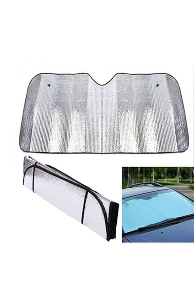 ARSVİSİON AUTO ACCESSORIES Oto Ön Cam Güneşlik Metalize Jumbo Büyük Boy Gümüş Maxi 140 X 70cm ürün görseli 1