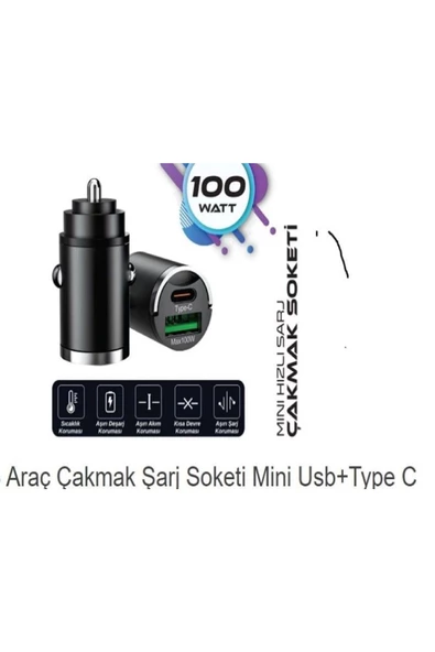 ARSVİSİON AUTO ACCESSORIES Type-c Usb Araç Çakmaklık 36w Pd Hızlı Şarj Soketi Araba Usb-c Şarz Iphone Samsung Xiaomi Uyumlu ürün görseli 1