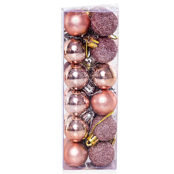 Yılbaşı Çam Ağacı Süsü Rose Gold Top 3 cm 24'lü ürün görseli 1