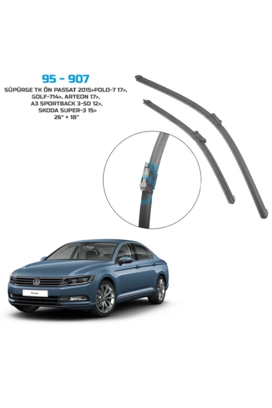 Sentinel Passat Sedan Ön Cam Silecek Süpürgesi Takım 26"+18" 2015 Sonrası 95-907-01 ürün görseli 1
