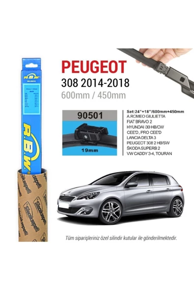 Rbw Peugeot 308 Muz Silecek Takımı (2014-2021) ürün görseli 1
