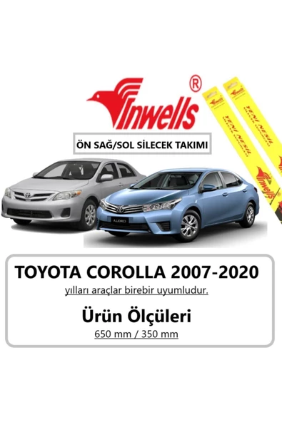 Inwells Toyota Corolla Silecek Takımı (2007-2018) ürün görseli 1
