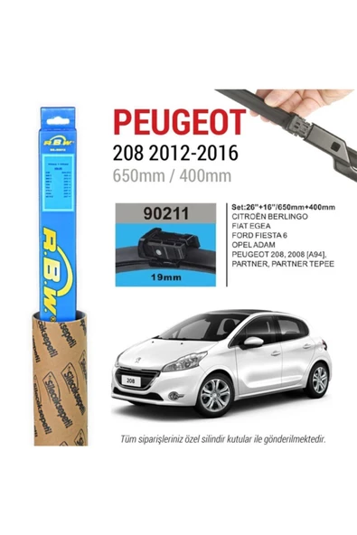 Rbw Peugeot 208 Muz Silecek Takımı (2012-2020) ürün görseli 1