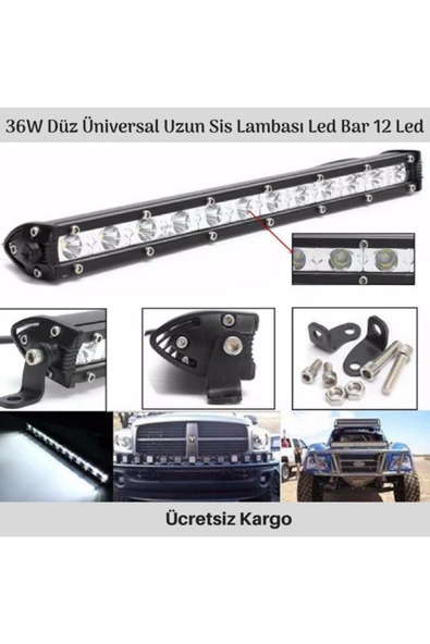 ALIYA Off Road Tek Sıra Led Bar Düz 12v 33 Cm 36w 12 Ledli Cree Led ürün görseli 1
