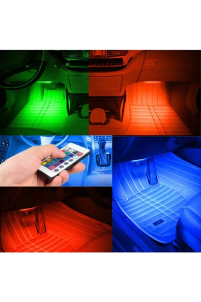 CANAKSESUAR Araç Içi Aydınlatma Kumandalı Müziğe Duyarlı 12 Led Ayak Altı Led -7 Renk Rgb ürün görseli 1