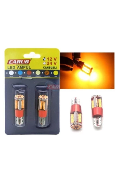 Carub T10 Dipsiz Turuncu Led Ampül 12v 57 Led Smd Canbus Aynı Gün Kargo ürün görseli 1