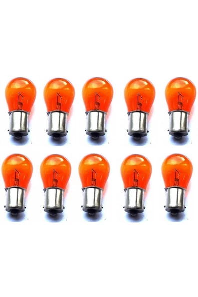 İncirOTO 10 Adet 12v 93 21w Sarı Sinyal Ampulü Yakın Tırnak 1 Kutu Uyumlu ürün görseli 1