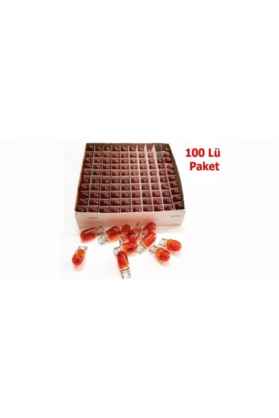 İncirOTO 12v T10 W5w Dipsiz Park Gösterge Ampulü 100 Adet Turuncu Dipsiz Park Ampulu Turuncu ürün görseli 1