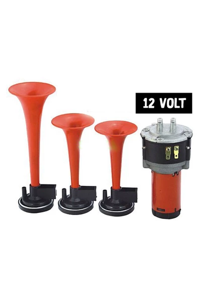 Universal Havalı Korna 3 Borulu Motorlu 12 Volt ürün görseli 1