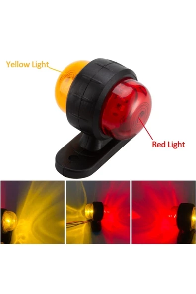 KIR OTOMOTİV Mini Takoz Tek Ledli Sarı-kırmızı 12v-24v ürün görseli 1