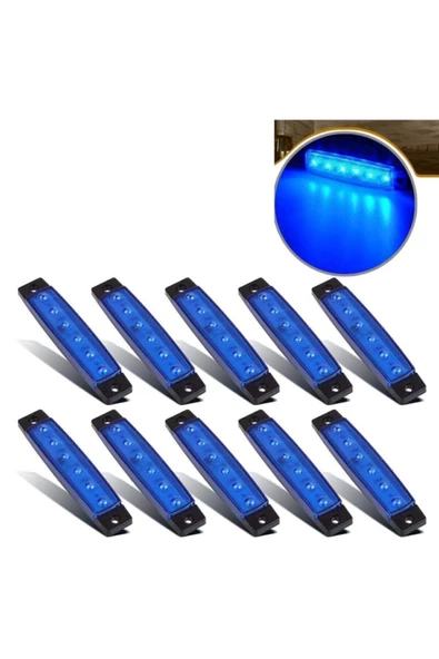Emr Dorse Parmak Lamba 12 -24 Volt 6 Ledli (mavi Renk) 10 Adet Parmak Led Dorse Kamyon Led Lamba ürün görseli 1