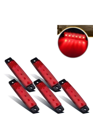 Emr Dorse Parmak Lamba 12 -24 Volt 6 Ledli (kırmızı Renk) 10 Adet Parmak Led Dorse Kamyon Led Lamba ürün görseli 1