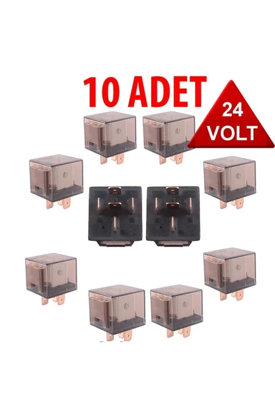 İncirOTO Üniversal Röle Şeffaf 5 Uçlu 24v 10 Adet Mini Röle ( 40 Amper ) Şeffaf Röle 24 Volt Ledli ürün görseli 1