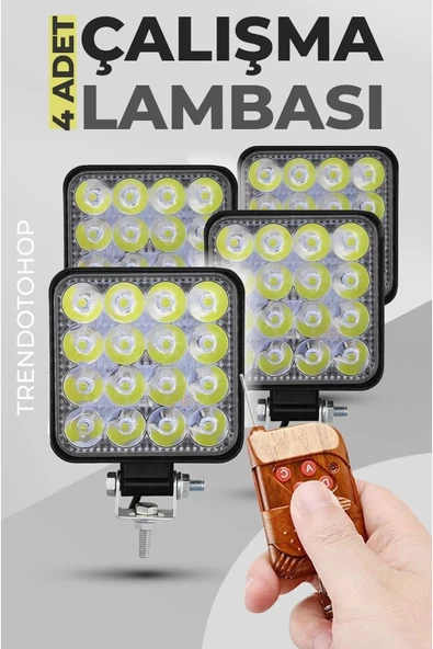 ARSVİSİON AUTO ACCESSORIES 16 Led Off Road Çalışma Ve Sis Lambası 4'lü 48w 12-24v ÇAKAR MODLU ürün görseli 1