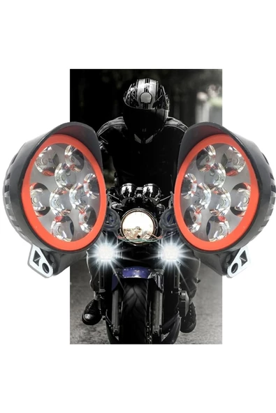 LEDX Motosiklet 9 Ledli Sis Far Çakar Modlu 2 Li Set 12v Led Far ürün görseli 1