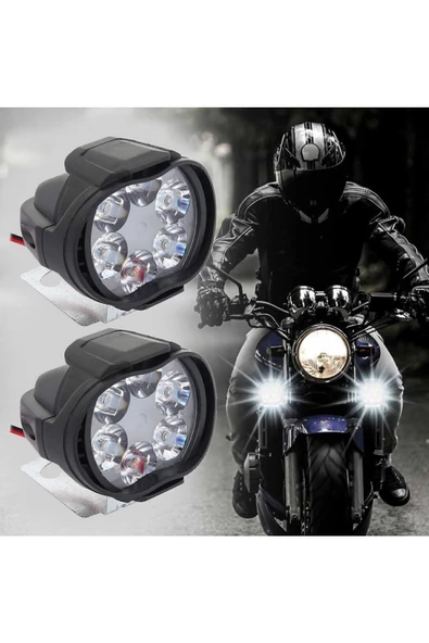 STS Oto Aksesuar 2 Adet Motosiklet Scooter Uyumlu Led Sis Farı Sabit Mod 6 Ledli ürün görseli 1