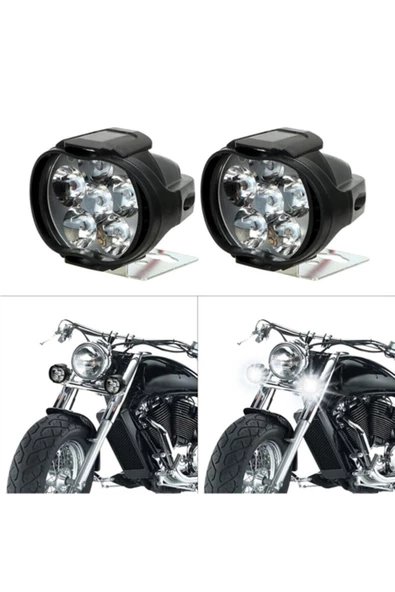 ARSVİSİON AUTO ACCESSORIES Motosiklet Led Sis Farı 2 Li Set 12v 6 Led Çakar Modlü ürün görseli 1
