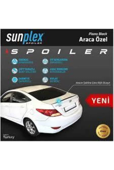 SUNPLEX Hyundai Accent Blue Bagaj Üstü Spoiler Piano Black ürün görseli 1