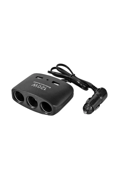 Carub Çakmak Çogaltıcı Soket Kablolu 3 Lü 2 Usb 120w 12v/24v ürün görseli 1