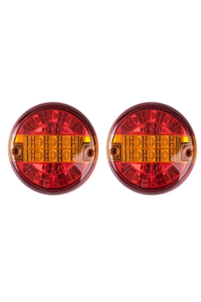 FESAN Tır Dorse Çekici Led Arka Stop Lambası 2 Adet 24 Volt Yuvarlak Stop ürün görseli 1