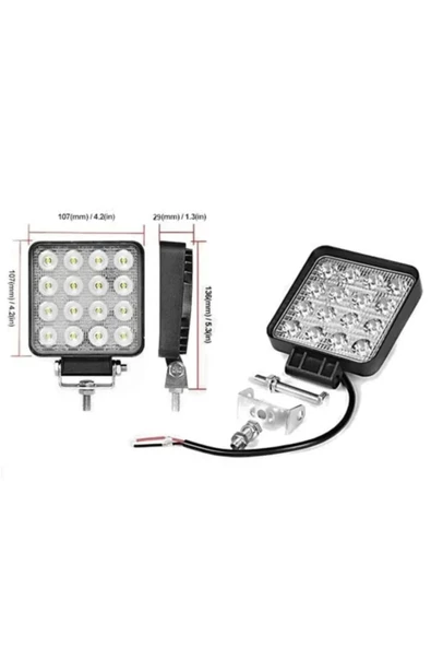Light 6 Adet 11x11 16 Led Kare Off Road Traktör Tir Kamyon Sis Fari Sis Lambasi Çalisma Lambasi Projektör ürün görseli 1