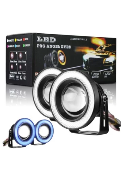 SAHLAN 89 Mm Buz Mavi Mercekli Angel Led Halkalı Sis Far Metal Gövde ürün görseli 1