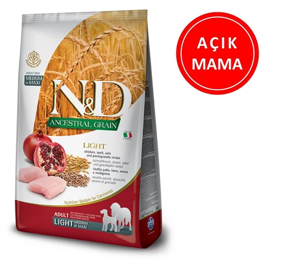 ND Düşük Tahıllı Light Medium Maxi Tavuklu Narlı Köpek Maması 1 Kg AÇIK ürün görseli 1