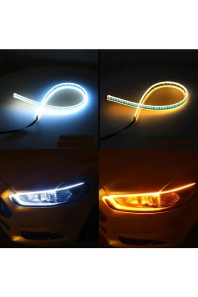 FESAN Far Üstü Kayar Sinyalli Led Gündüz Farı Şerit Lamba Takımı 60 cm ürün görseli 1