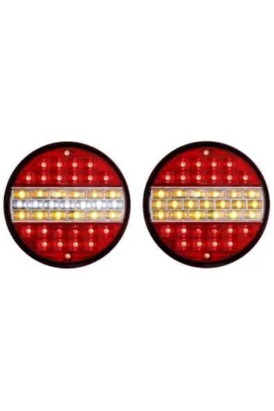 ÇERAY Hamburger Tip Ledli Stop Lamba 12 Volt Römork Karavan 4 Modlu 2 Adet - Resim 3