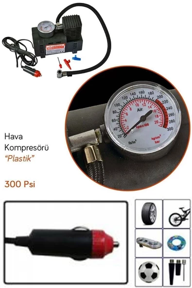 AYACO Araba Tekerlği Şişirme Araç Içi 300 Psi Basınçlı Lastik Oto Tekerlek Hava Basma Pompası Kompresörü ürün görseli 1