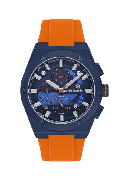Sergio Tacchini ST.1.10449-3 Silikon Kordon Fonksiyonlar Aktif Suya Dayanıklı Turuncu Renk Erkek Kol Saati ürün görseli 1