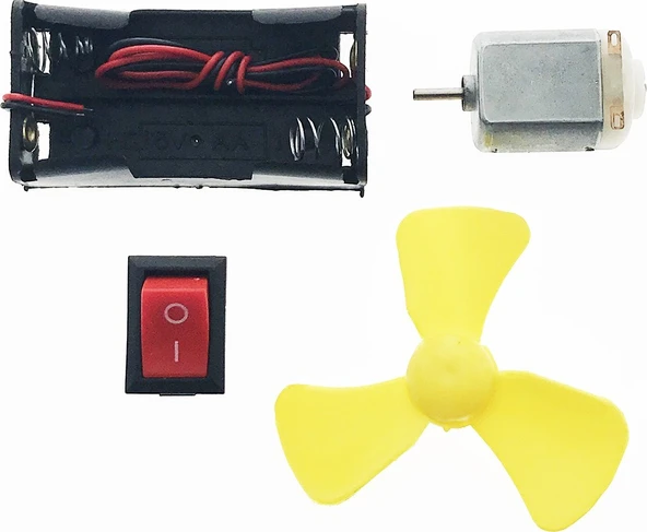Hobi Motor Deney Seti DC Motor, Anahtar, Pil Yatağı, Pervane Set ürün görseli 1