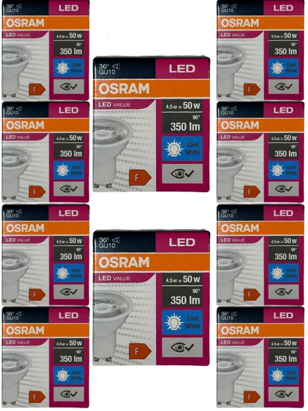 Osram 4.5W (50W) 4000K (Günışığı) GU10 Duylu Par16 Led Spot (10 Adet) ürün görseli 1