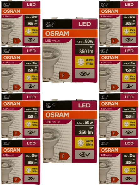 Osram 4.5W (50W) 3000K (Sarı Işık) GU10 Duylu Par16 Led Spot (10 Adet) ürün görseli 1
