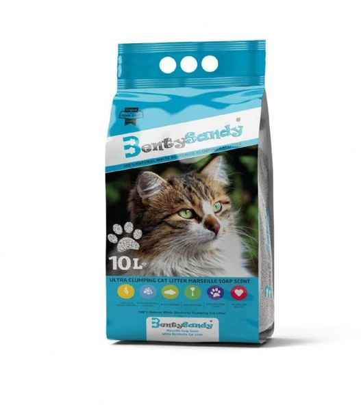Bentysandy Marsilya Sabun Kokulu Kalın Bentonit Kedi Kumu 10 Lt ürün görseli 1