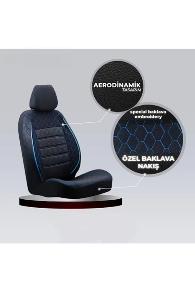 SMRAUTOACCESSORY  Fiat Tofaş Murat 124 Oto Koltuk Kilifi Gof Siyah-mavi ürün görseli 1