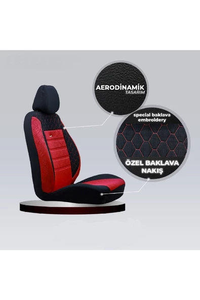 SMRAUTOACCESSORY  Ford Mondeo Oto Koltuk Kilifi Gof Kirmizi-kirmiz ürün görseli 1
