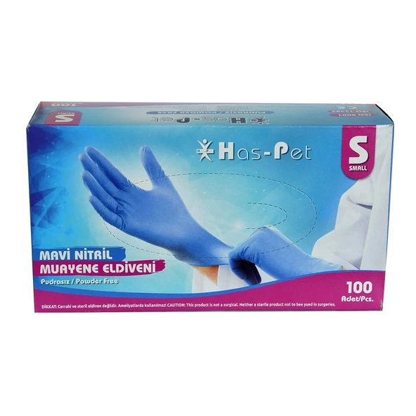 Pudrasız Mavi Nitril Eldiven Küçük Boy (S) 100 Lü Paket - Resim 4