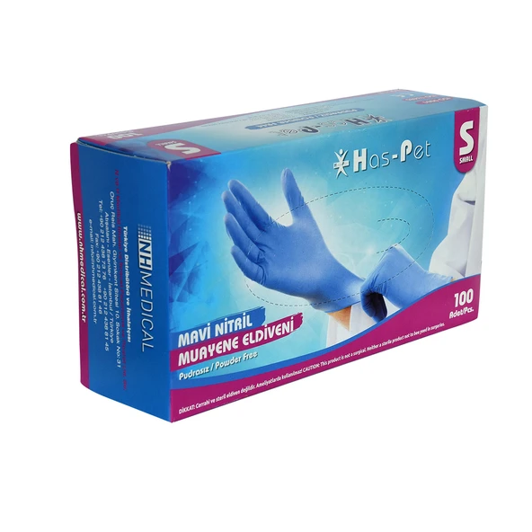 Pudrasız Mavi Nitril Eldiven Küçük Boy (S) 100 Lü Paket - Resim 5