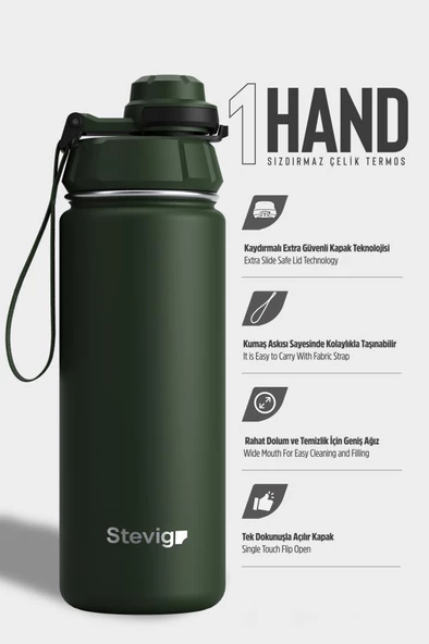 Stevig 1 Hand Leak-Proof Sızdırmaz Çelik Termos 500 Ml Green ST-208 ürün görseli 1