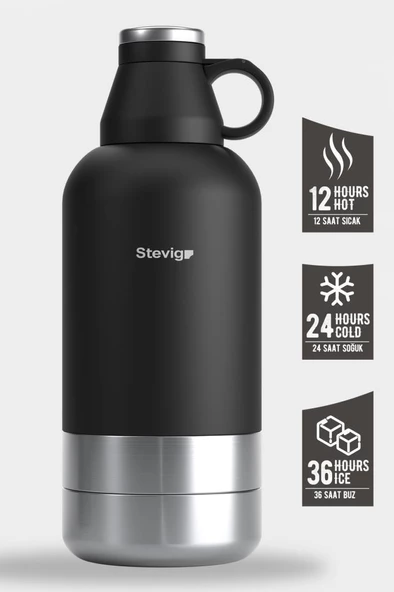 Stevig 4 Multi-Cup Çelik Termos 1,9 LT. Black ST-212 - Resim 3