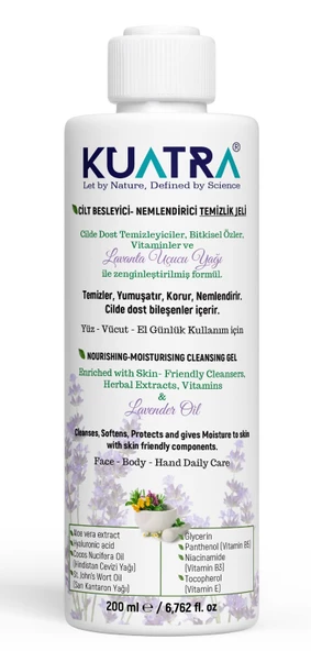 Kuatra Nemlendirici Besleyici Temizlik Jeli (Tıbbi Lavanta (Lavandula Angustifolia) uçucu yağı içeren) 200ml ürün görseli 1
