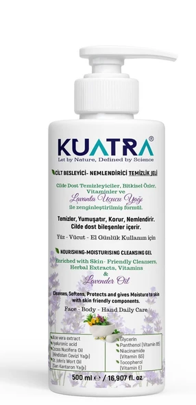 Kuatra Nemlendirici Besleyici Temizlik Jeli (Tıbbi Lavanta (Lavandula Angustifolia) uçucu yağı içeren) 500ml ürün görseli 1